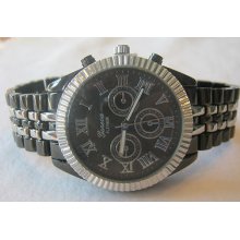 Ladies Geneva Chronograph Silver/pewter Watch +michael Kors Perfume Sample