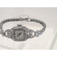 Ladies Hamilton Art Deco Diamond Watch And Diamond Band-1940's- Estate Sale