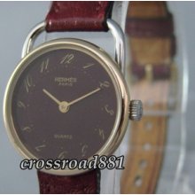 Ladies Hermes Arceau Burgundy Dial & Band Wrist Watch