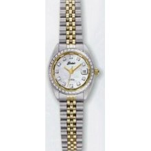 Ladies Quartzline 2 Tone Diamond Sport Watch W/ Mother Of Pearl Dial
