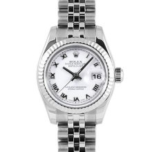 Ladies Rolex Datejust Stainless Steel Watch Roman Dial Jubilee Bracelet 179174