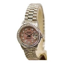 Ladies Rolex Pink Mother Of Pearl Diamond Dial Datejust - Pre-Owned