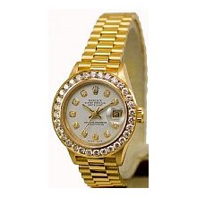 Ladies Rolex President 1.8ct Diamond Bezel/Yellow Gold Preowned Watch