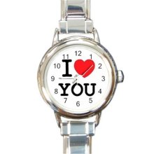 Ladies Round Italian Charm Bracelet Watch I Love You Gift model 34865822