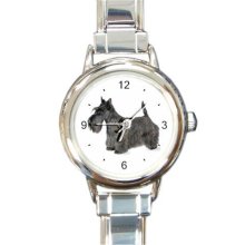 Ladies Round Italian Charm Watch Cute Scottish Terrier Gift model 26411069