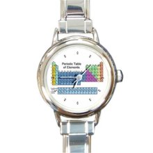 Ladies Round Italian Charm Watch Periodic Table of Elements Chemistry 26024647.