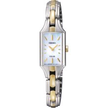 Ladies Seiko Two Tone Stainless Steel Mother of Pearl Dial Solar Watch