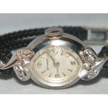 Ladies Wittnauer 14K Gold Diamond Wind Mechanical Deco Watch with Original Band