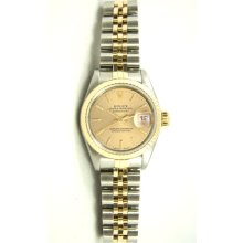 Ladys Stainless Steel & Gold Datejust Model 6917 Jubilee Band Fluted Bezel Champagne Stick Dial