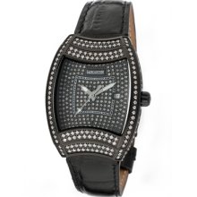 Lancaster Italy Watches Women's White Diamond Pave Dial Black Genuine