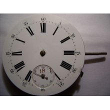 Large Pocket Watch Movement And Enamel Dial 45 Mm Runni