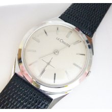 Le Coultre 14k White Gold Automatic Movement Leather Band Watch