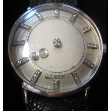 Le Coultre Vacheron 14k White Gold Diamond White Mystery Dial Men's Watch 28.9g