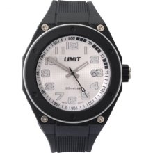 Limit Men's Quartz Watch With Silver Dial Analogue Display And Black Plastic Or Pu Strap 5340.24