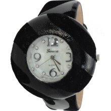 Limited Edition Genuine Faux Leather Black & Grey Zebra Watch