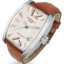 Locman Designer Men's Watches, Panorama - Men's Brown Ostrich Band Automatic Date Watch