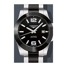 Longines Conquest Automatic Steel Ceramic 41mm Watch - Black Dial, Steel and Ceramic Bracelet L36574567 Sale Authentic