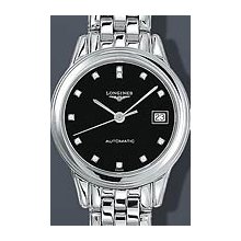 Longines Flagship Automatic Diamond Mini 26mm Watch - Black Dial, Stainless Steel Bracelet L42744576 Sale Authentic