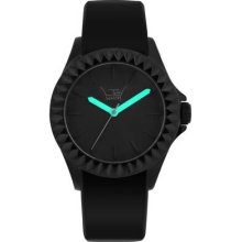 Ltd Watch Unisex Limited Edition Black Range Watch Ltd 290110 With Ip Black Fluted Bezel, A High Grade Silicon Strap With Turquoise Hands