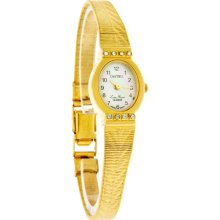 Lucien Piccard Ladies Crystal MOP Dial Gold Tone Bracelet Dress Watch