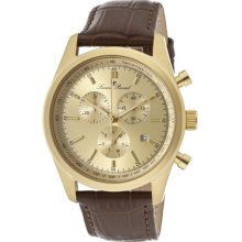 Lucien Piccard Men's Eiger Chronograph Gold Dial Brown Genuine Leather