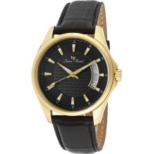 Lucien Piccard Watches Men's Excalibur Black Dial Gold Tone IP Case Bl