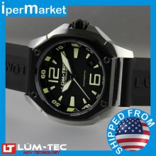 Lum-tec V7 Pvd & St. Steel Two Tone Automatic Watch, Maximum Darkness Visibility