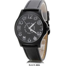 Luminous Display Unisex Korean Fashion Sports Leather Cartoon Wrist Watch