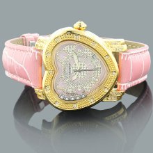 Luxurman Watches: Pink Ladies Diamond Heart Watch 0.30ct