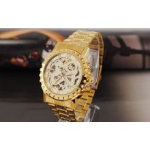 Luxury Golden Dragon Pattern Mens Steel Automatic Mechanical Wrist Watch