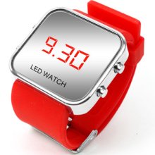 Luxury Sport Style Led Digital Mirror Watch - Red