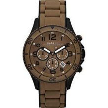 Marc Jacobs Brown Rubber Brown Dial Chrono Calendar Logo Watch Mbm 2582