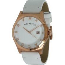 Marc Jacobs White Leather Strap Steel Case Women's Ladies Watch Mbm1212