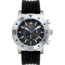 Marine Star Stainless Steel Case Black Dial Rubber Strap Chronograph