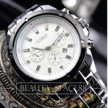 Men Dial Clock Water Quartz Hours Date Hand Sport Steel Wrist Watch B008w
