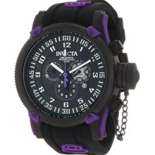 Menâ€™s Invicta Russian Diver Black & Purple Poly Strap Watch 10184