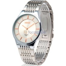 Menâ€™s Water Resistant Quartz Movement Analog Watch with Alloy Strap (White)