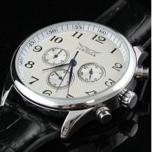 Men White Automatic Watch 6 Hands Week/Date/24H Mechanical watch Wrist watch