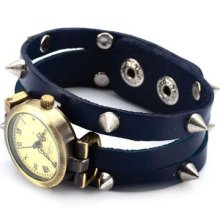 Men Women Kids Genuine Leather Band Cuff Hemp Bracelet Quarz Wrist Watch F21