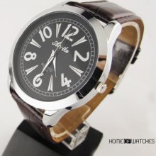 Men/women's Unisex Fashion Office Style Stainless Steel Quartz Wrist Watch Black
