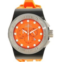 Men's Akula Chronograph Stainless Steel Case Rubber Bracelet Orange To