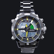 Mens Army Steel Alarm Day Led Digital Analog Dual Time Quartz Sport Wrist Watch