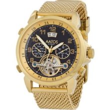 Mens Automatic Gold Plated Stainless Steel Wrist Watch Thosggb