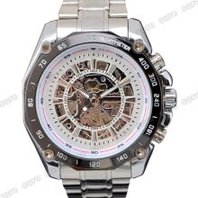 Mens Automatic Skeleton Stainless Steel Mechanical Wrist Watch Wristwatch