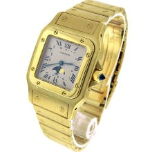 Men's Cartier Santos 0597 Moon Phase 18k Yellow Gold Quartz Date Watch