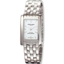 Mens Charles Hubert Solid Stainless Steel White Dial 26x31mm Watc ...