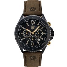 Men's Chronograph Watch with Brown Leather Strap