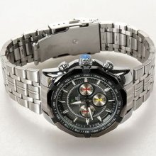 Mens Fashion Clock Sport Men Army Stainless Steel&rubber Quartz Wrist Watch