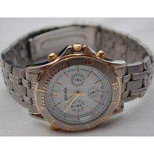 Men's Geneva Chronograph Watch, White Dial & Stainless Steel Band 2