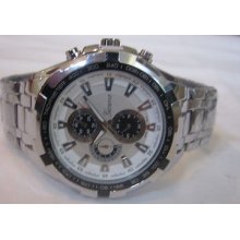 Men's Geneva Chronograph Watch - Stainless Steel Band & Bezel W/ Tachymeter